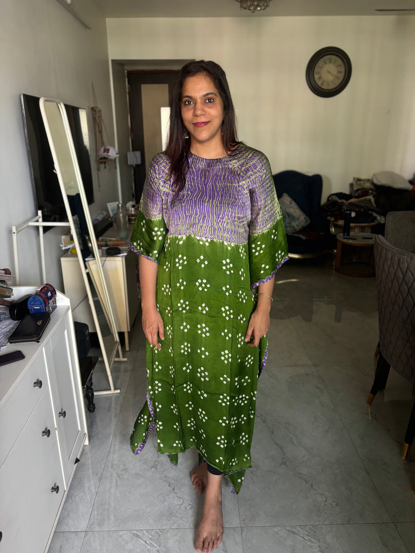 Modal silk Bandhej shibori kaftan