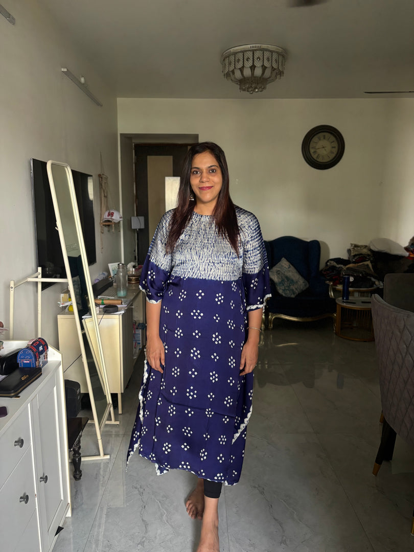 Modal silk Bandhej shibori kaftan