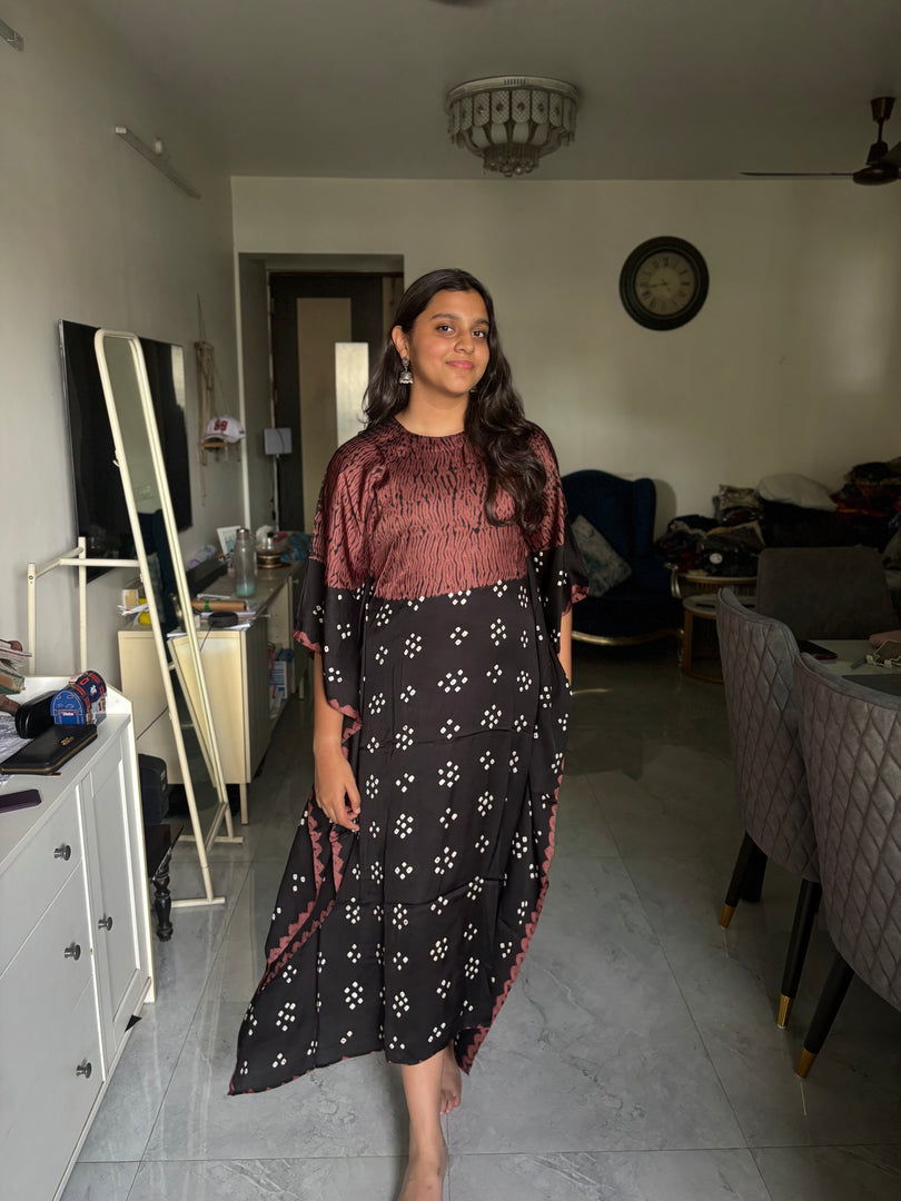 Modal silk Bandhej shibori kaftan