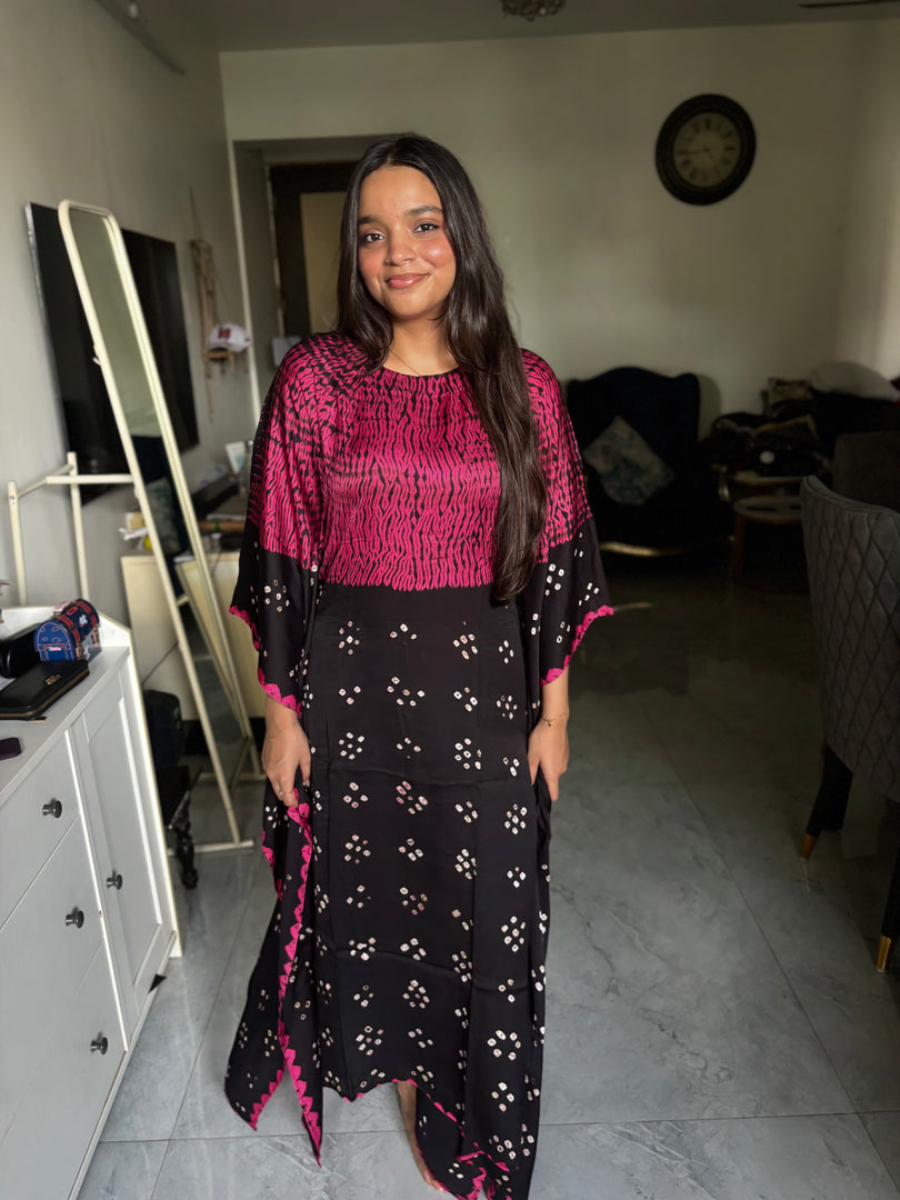 Modal silk Bandhej shibori kaftan