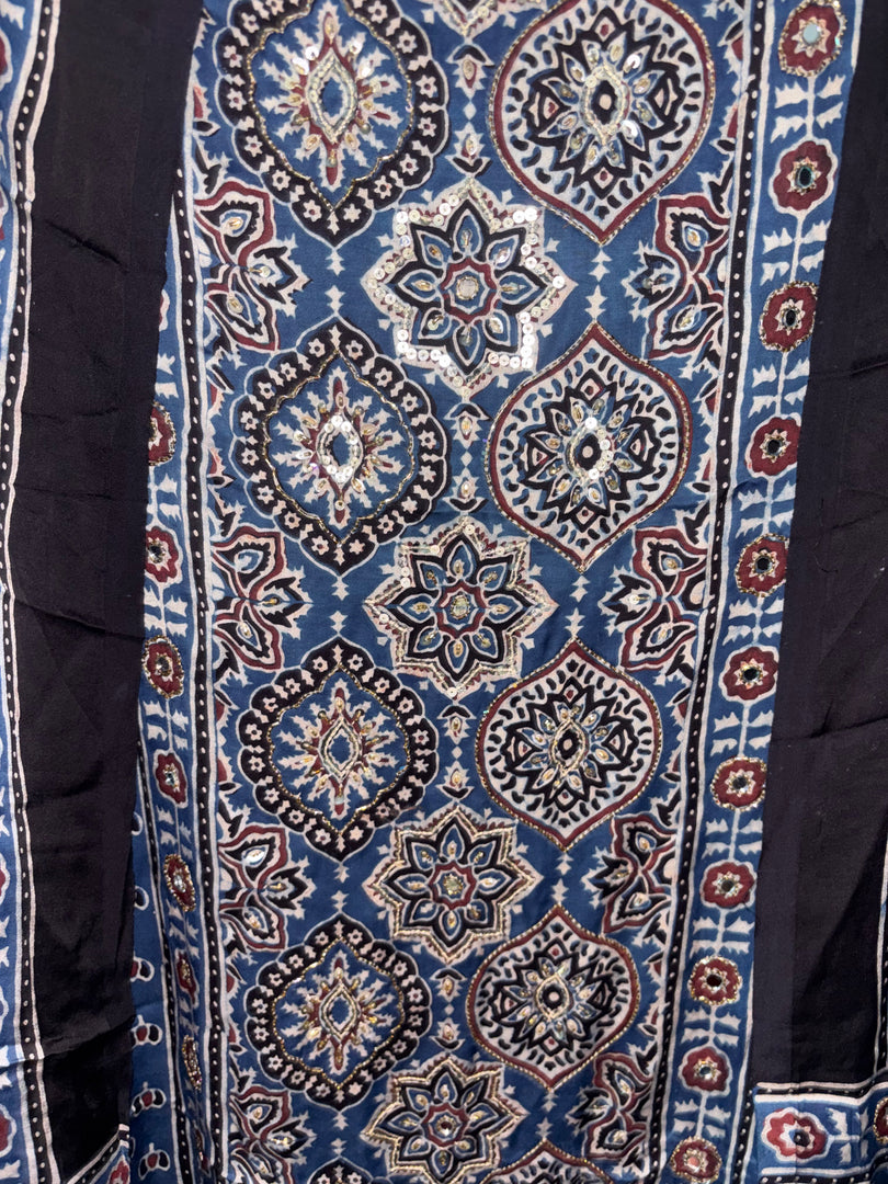 Handworked natural dye pure modal silk top and dupatta 2 piece set Handworked on the panel of the top and on the daman of the dupatta