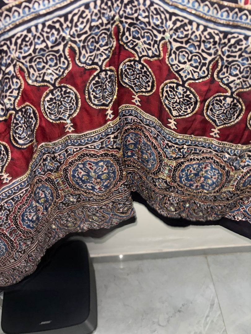 Handworked natural dye pure modal silk top and dupatta 2 piece set