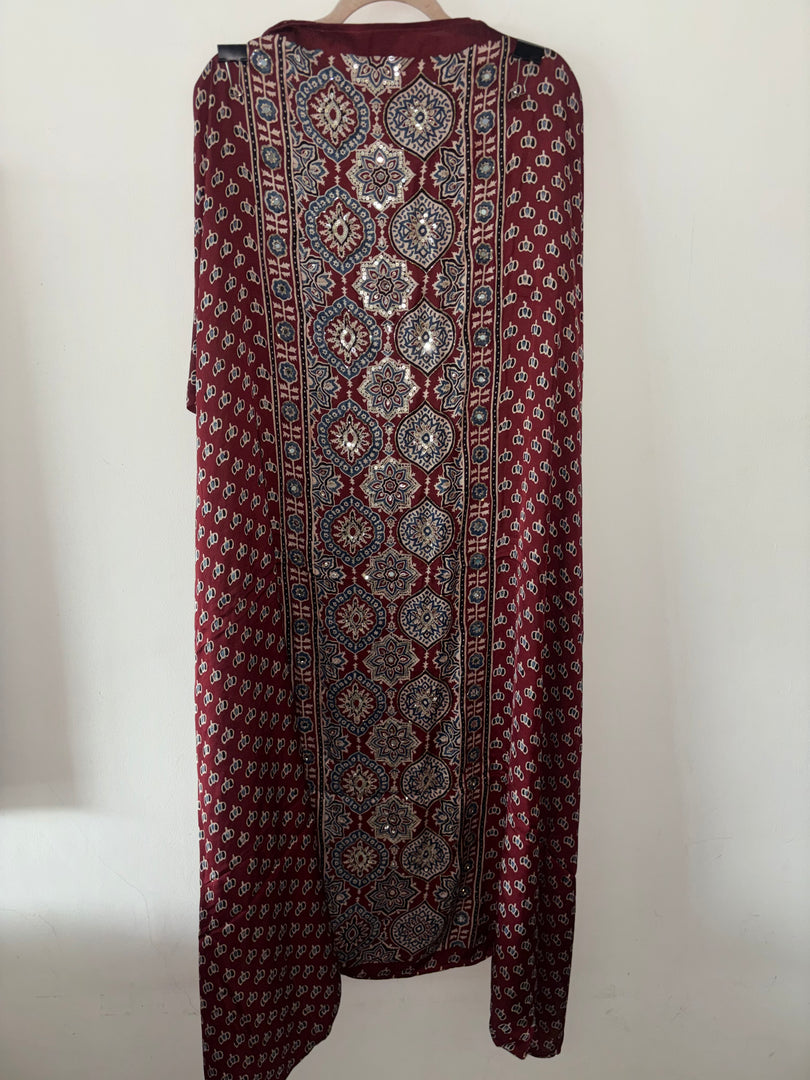 Handworked natural dye pure modal silk top and dupatta 2 piece set