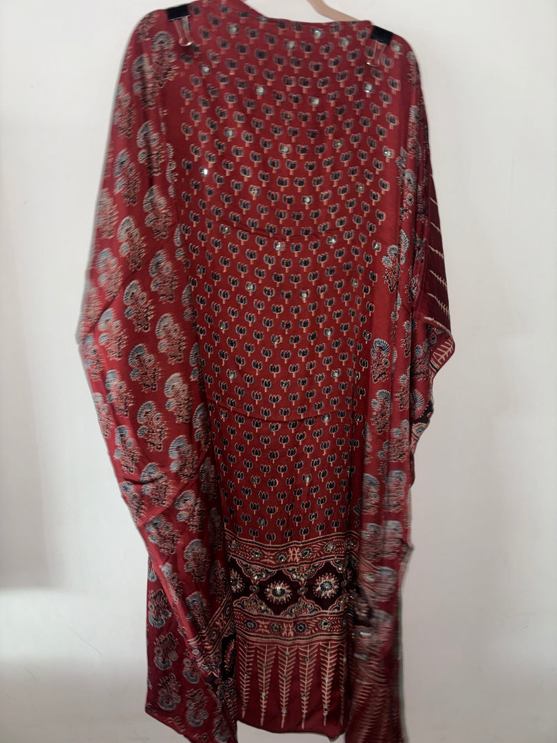 Handworked natural dye pure modal silk top and dupatta 2 piece set