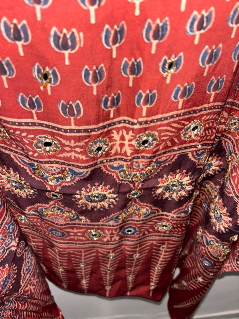 Handworked natural dye pure modal silk top and dupatta 2 piece set