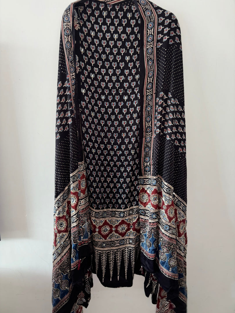 Handworked natural dye pure modal silk top and dupatta 2 piece set