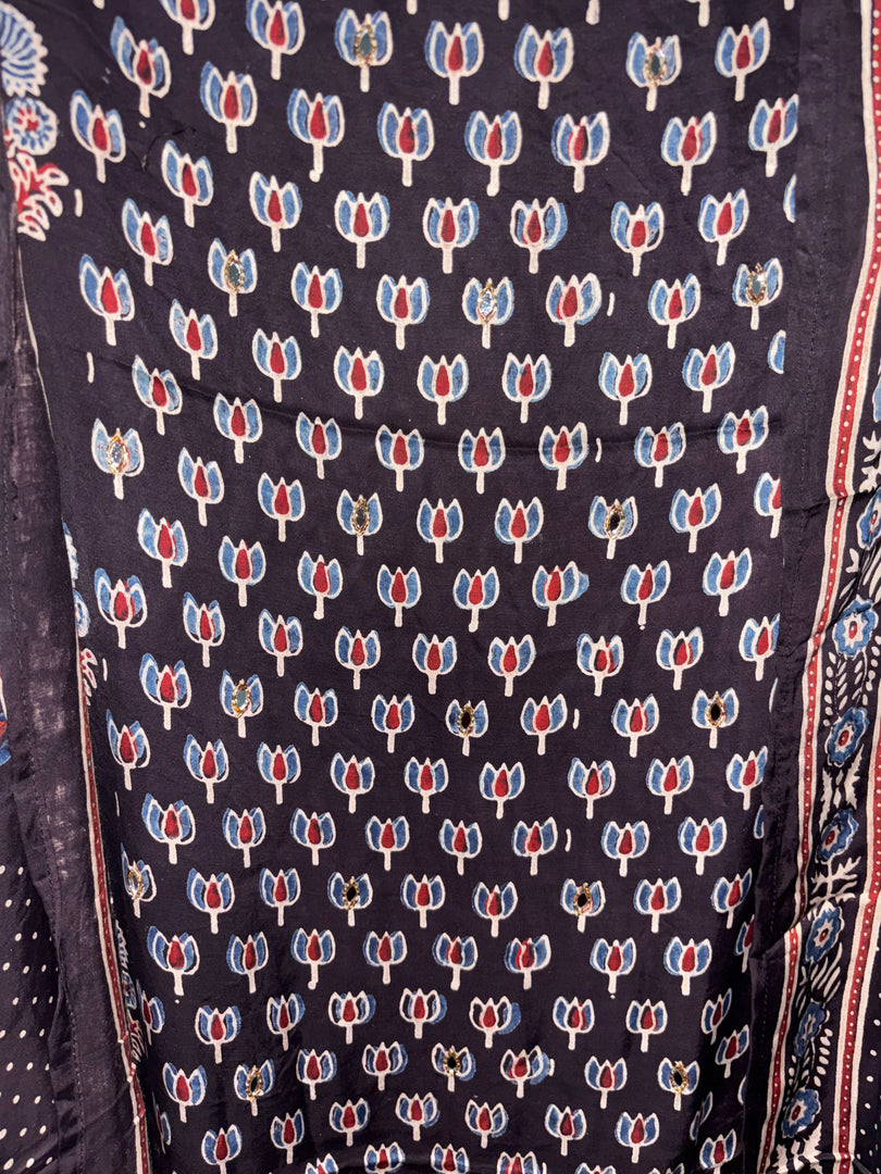 Handworked natural dye pure modal silk top and dupatta 2 piece set