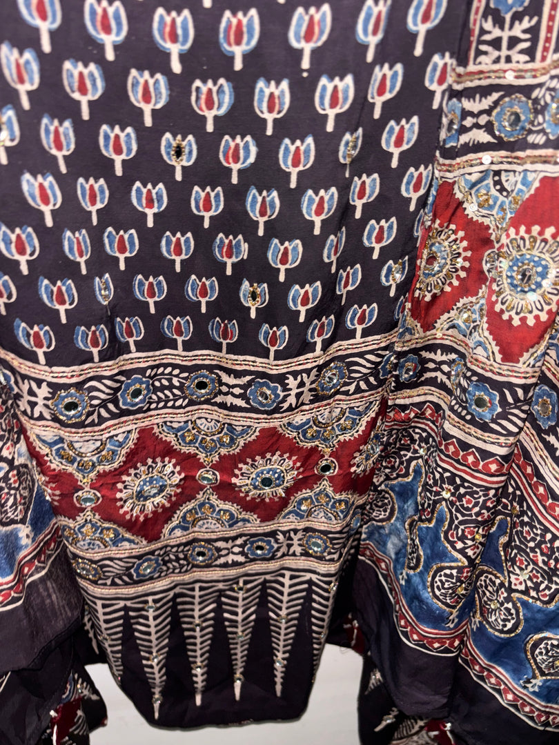 Handworked natural dye pure modal silk top and dupatta 2 piece set