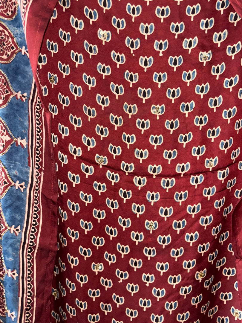 Handworked natural dye pure modal silk top and dupatta 2 piece set
