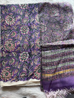 Load image into Gallery viewer, 5 m handblock cotton fabric with Kota doria dupatta