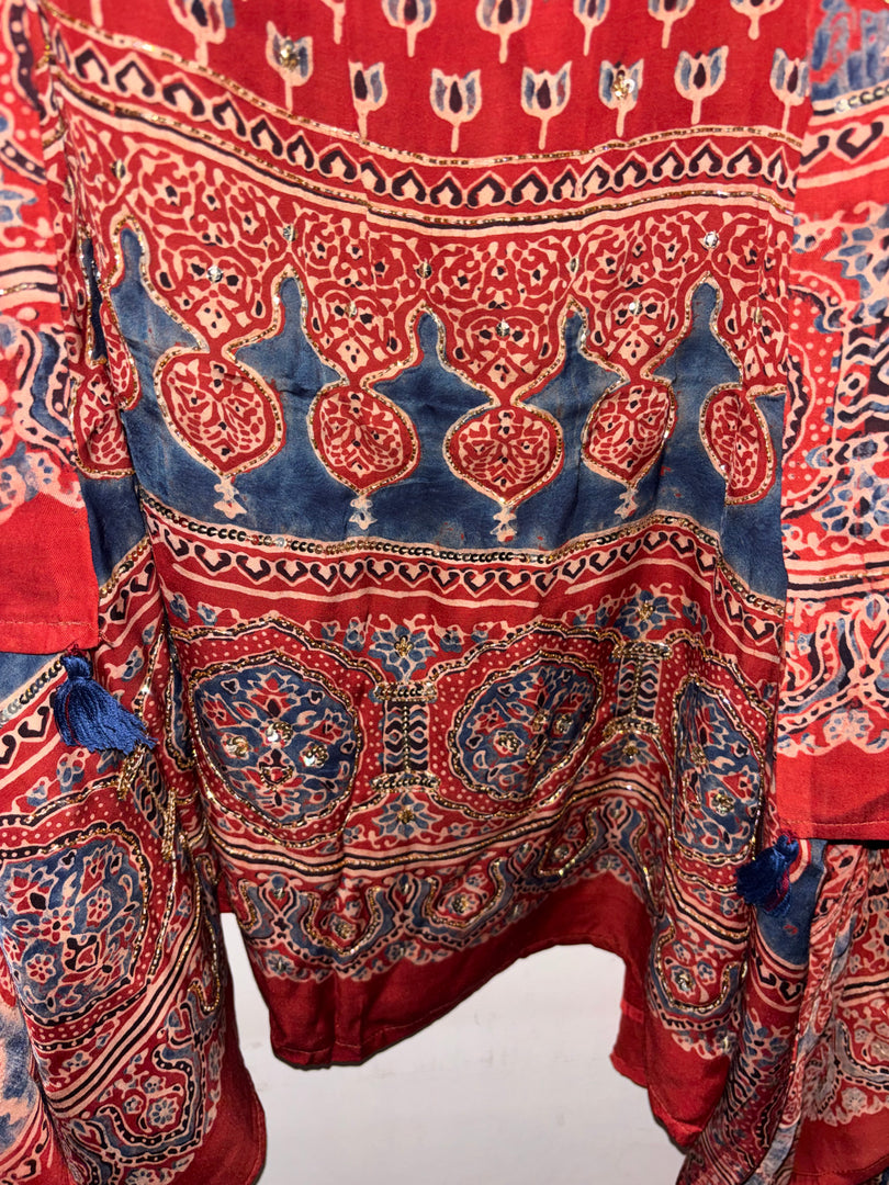 Handworked natural dye pure modal silk top and dupatta 2 piece set