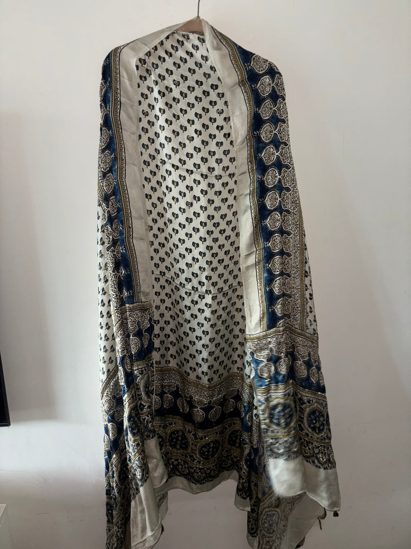 Handworked natural dye pure modal silk top and dupatta 2 piece set