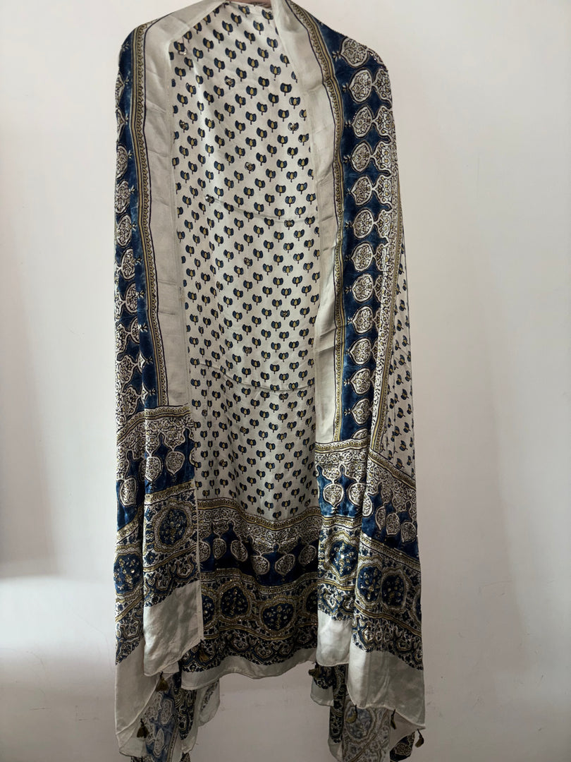 Handworked natural dye pure modal silk top and dupatta 2 piece set