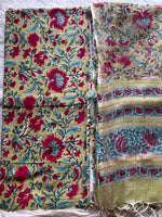 Load image into Gallery viewer, 5 m handblock cotton fabric with Kota doria dupatta