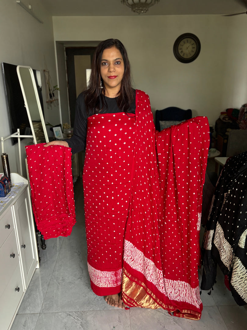 Pure modal silk Bandhej top bottom and dupatta with Shibori design 3 piece set
