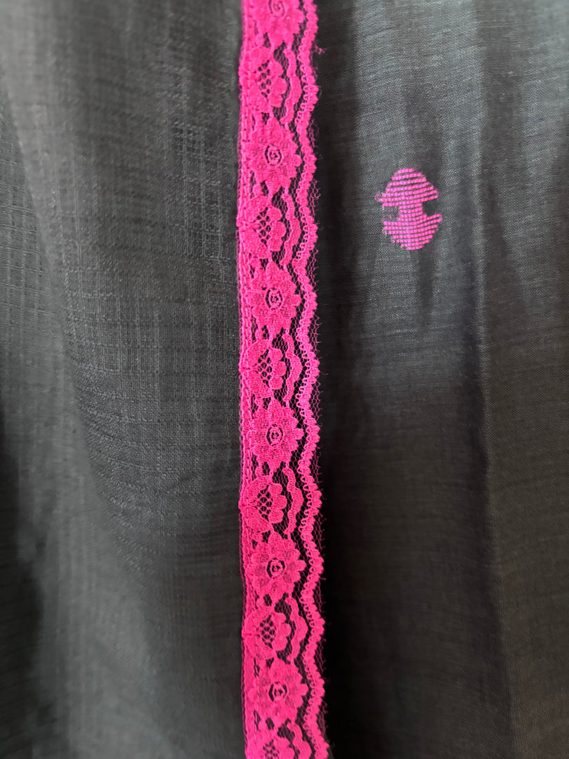 Pure cotton handwoven jamdani top paired with Kota doria dupatta with lace detailing stitched 2 piece set