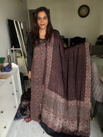 Load image into Gallery viewer, Natural dye modal silk ajrakh top with plain modal silk handworked mirror dupatta 2 piece set
