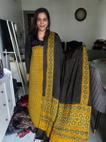 Load image into Gallery viewer, Natural dye modal silk ajrakh top with plain modal silk handworked mirror dupatta 2 piece set

