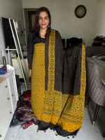 Load image into Gallery viewer, Natural dye modal silk ajrakh top with plain modal silk handworked mirror dupatta 2 piece set
