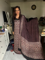 Load image into Gallery viewer, Natural dye modal silk ajrakh top with plain modal silk handworked mirror dupatta 2 piece set
