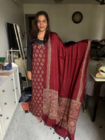 Load image into Gallery viewer, Natural dye modal silk ajrakh top with plain modal silk handworked mirror dupatta 2 piece set
