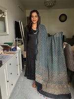 Load image into Gallery viewer, Pure georgette handblock ajrakh georgette dupatta with tazzels
