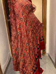 Premium quality handworked modal silk ajrakh saree