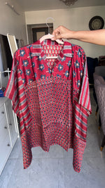 Load image into Gallery viewer, Modal silk vanaspathi handblocked kaftan shirts free size