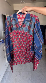 Load image into Gallery viewer, Modal silk vanaspathi handblocked kaftan shirts free size