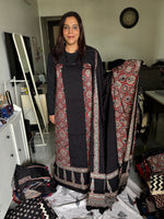 Load image into Gallery viewer, Mehnaz collection Designer style natural dye modal silk handblock ajrakh top and dupatta with tazzels MF0064
