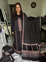 Load image into Gallery viewer, Mehnaz collection Designer style natural dye modal silk handblock ajrakh top and dupatta with tazzels MF0064
