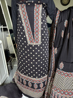 Load image into Gallery viewer, Mehnaz collection Designer style natural dye modal silk handblock ajrakh top and dupatta with tazzels MF0064
