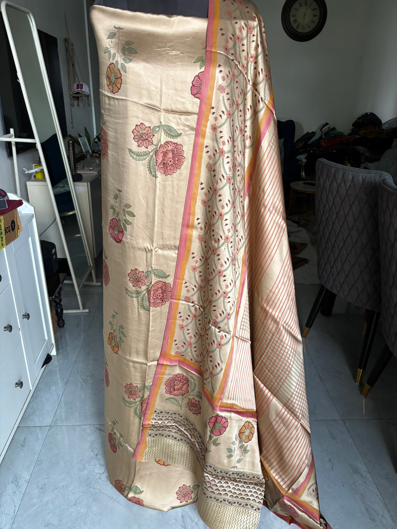 Handblock chikku shade modal cotton 3 piece set