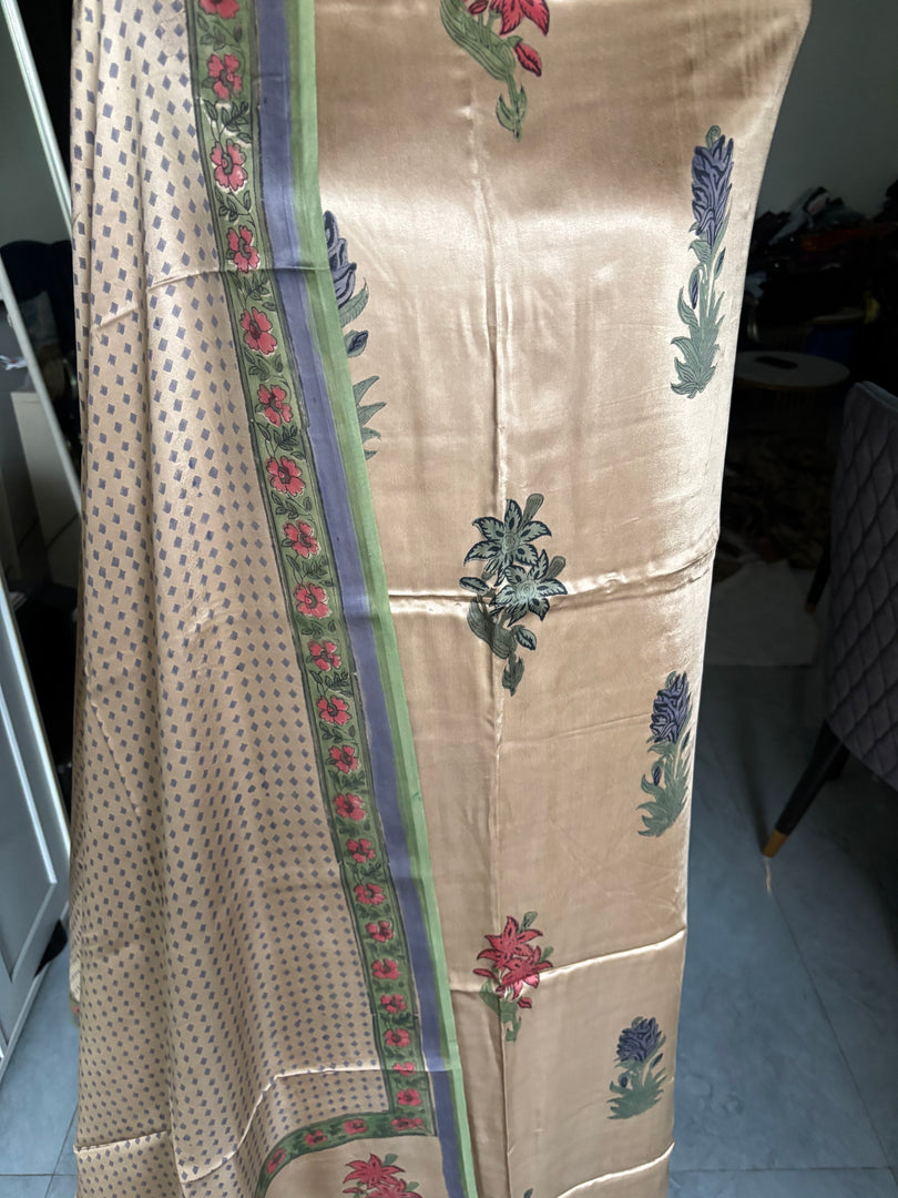 Handblock chikku shade modal cotton 3 piece set
