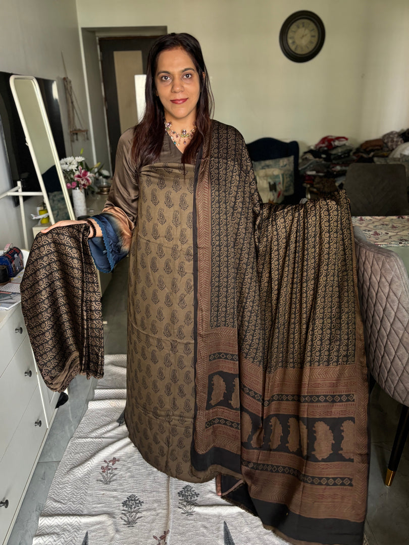 Bagh hand blocked modal silk 3 piece set MF0087