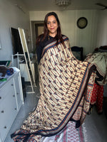 Load image into Gallery viewer, Natural Dyed Ajrakh handBlock printed Modaal silk Saree
