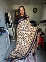 Load image into Gallery viewer, Natural Dyed Ajrakh handBlock printed Modaal silk Saree
