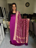Load image into Gallery viewer, Banarasi khaddi georgette Bandhej dupatta with 3 m plain modal silk top 2 piece set

