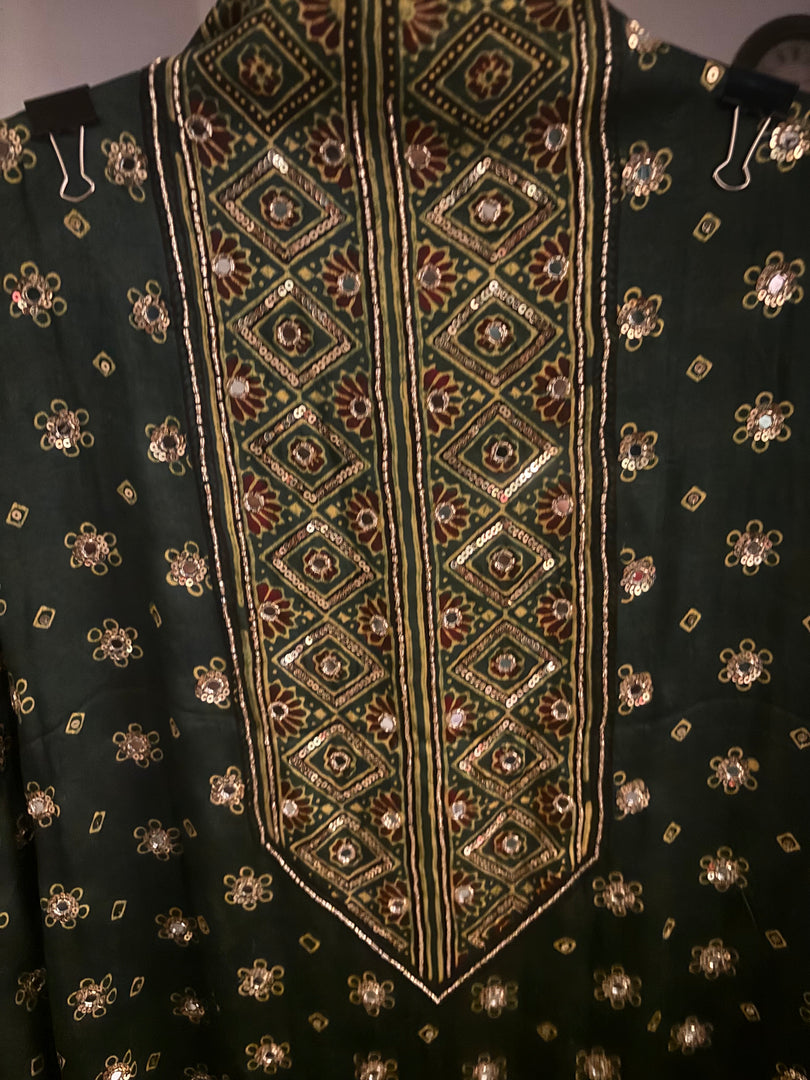 MEHZA FESTIVE EDIT heavy handwork premium quality modal silk ajrakh top and dupatta 2 piece set