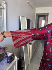 Vanaspathi handblocked modal silk kaftan shirt dress