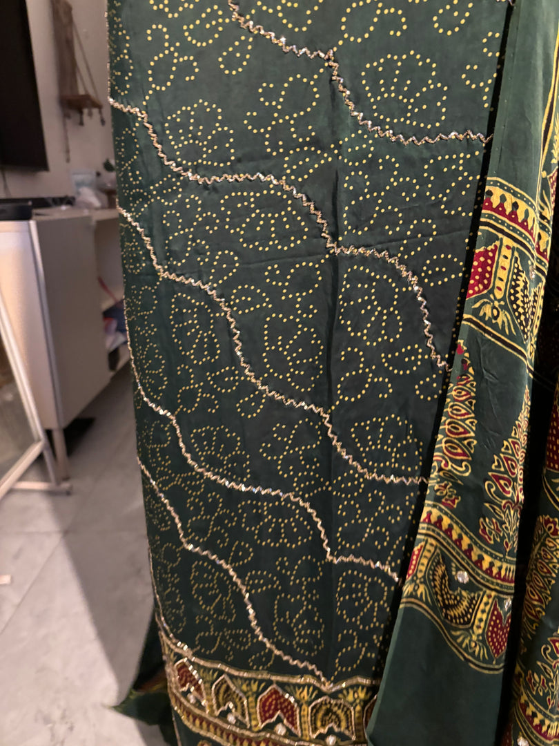 MEHZA FESTIVE EDIT heavy handwork premium quality modal silk ajrakh top and dupatta 2 piece set