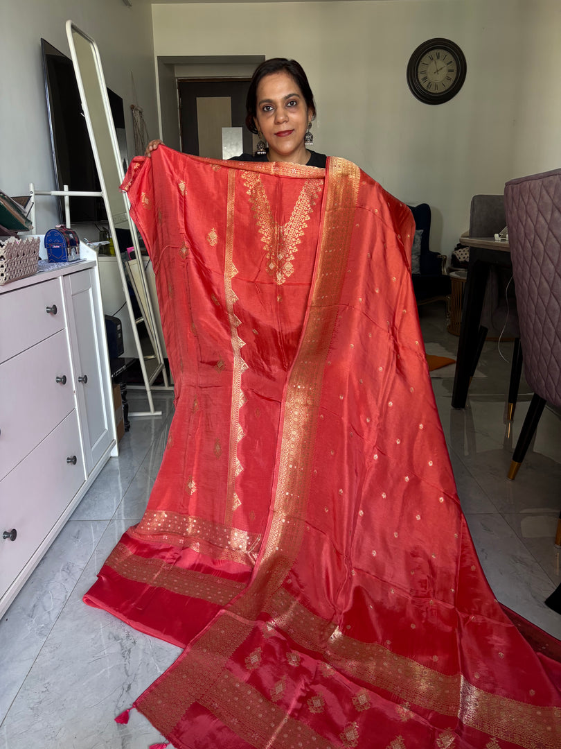 Dola zari top with dola silk dupatta with tazzels 2 piece set