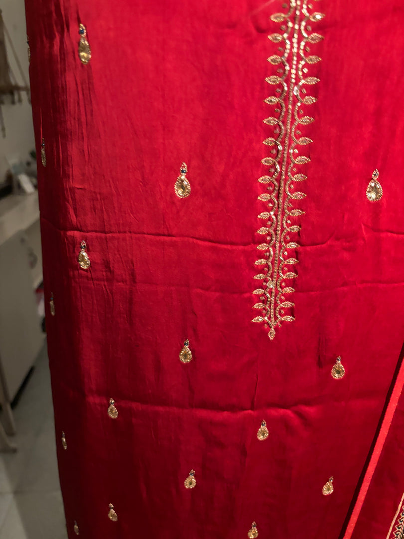 MEHZA FESTIVE EDIT heavy handwork premium quality modal silk ajrakh top and dupatta 2 piece set