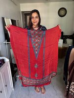 Load image into Gallery viewer, Natural dye modal silk ajrakh kaftan top fabric 2.5 m
