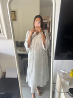 Load image into Gallery viewer, Pure crepe silk premium quality chikankari A line kurthi
