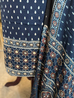 Load image into Gallery viewer, Natural dye modal silk ajrakh handworked top and dupatta with tazzels 2 piece set
