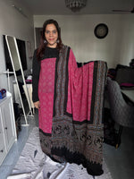 Load image into Gallery viewer, Pure georgette bandhej suit with Handblock ajrakh border top and dupatta 2 piece set