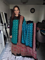 Load image into Gallery viewer, Pure georgette bandhej suit with Handblock ajrakh border top and dupatta 2 piece set