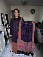 Load image into Gallery viewer, Pure georgette bandhej suit with Handblock ajrakh border top and dupatta 2 piece set