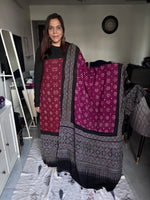 Load image into Gallery viewer, Pure georgette bandhej suit with Handblock ajrakh border top and dupatta 2 piece set